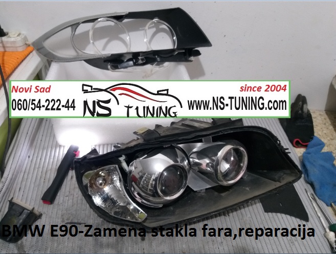 staklo fara desno levo bmw e90 zamena reparacija novi sad beograd subotica ns tuning
